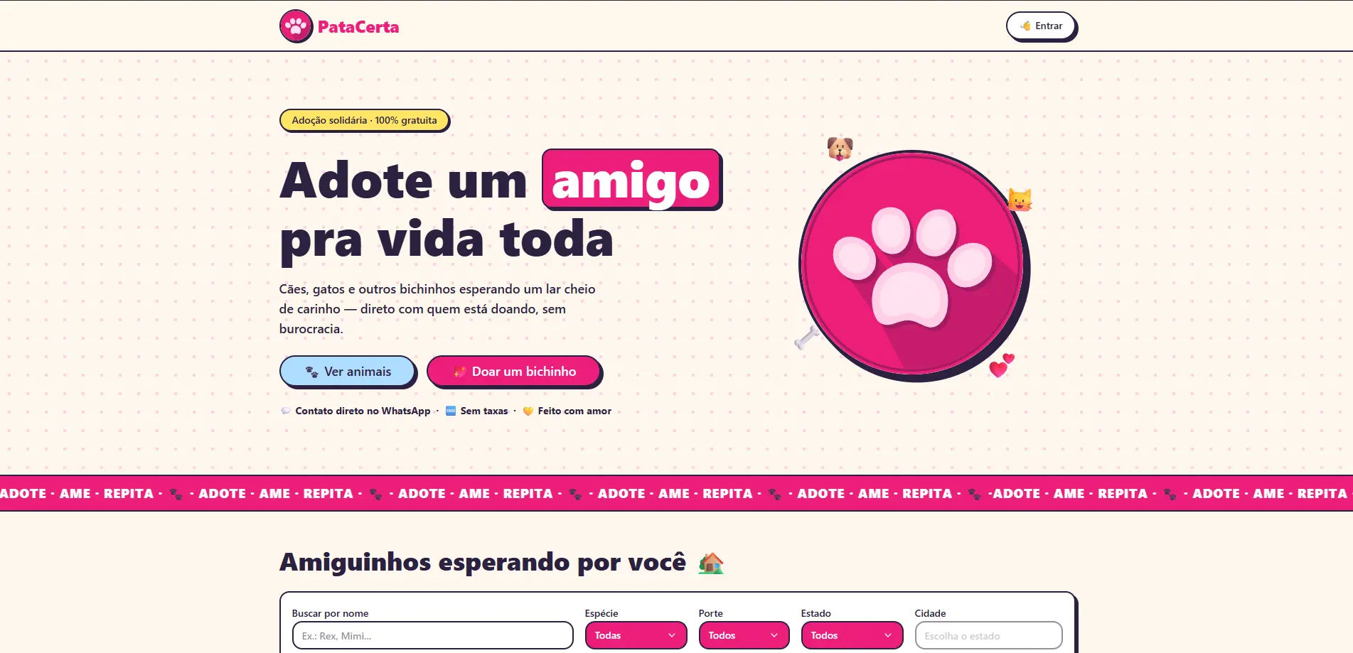 Captura do projeto PataCerta